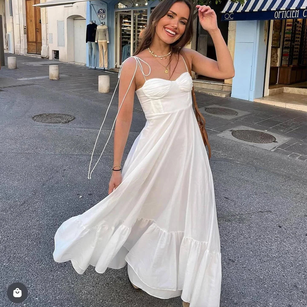 Vestido Branco Longo de Alça