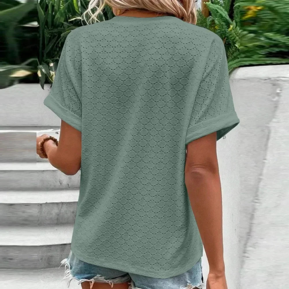 Blusa Feminina Manga Curta Decote V