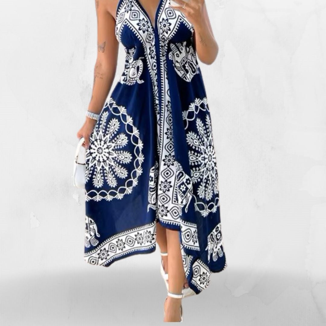 Vestido Lenço Azul e Branco